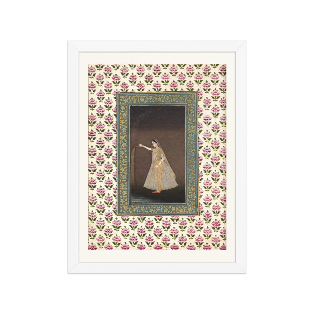 Lady Holding a Sparkler — Mughal Album Folio | Restored Mughal Wall Art — view 6