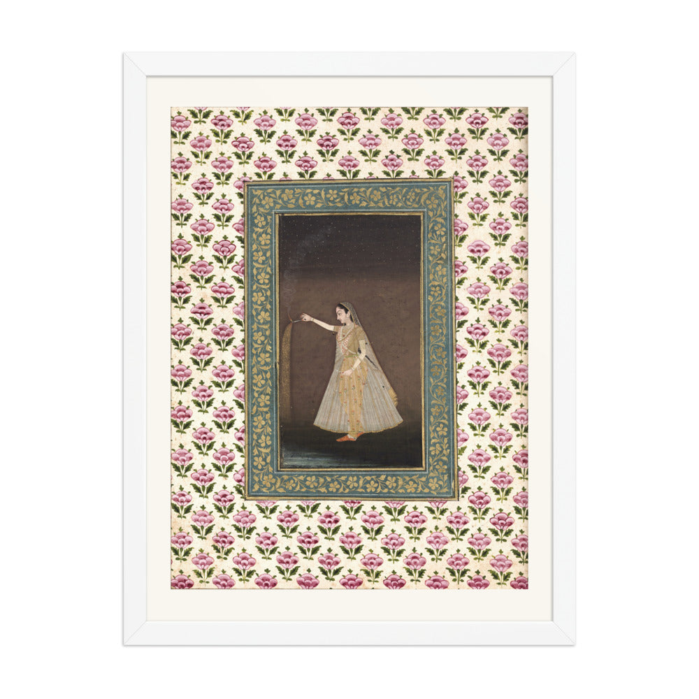 Lady Holding a Sparkler — Mughal Album Folio | Restored Mughal Wall Art — view 5