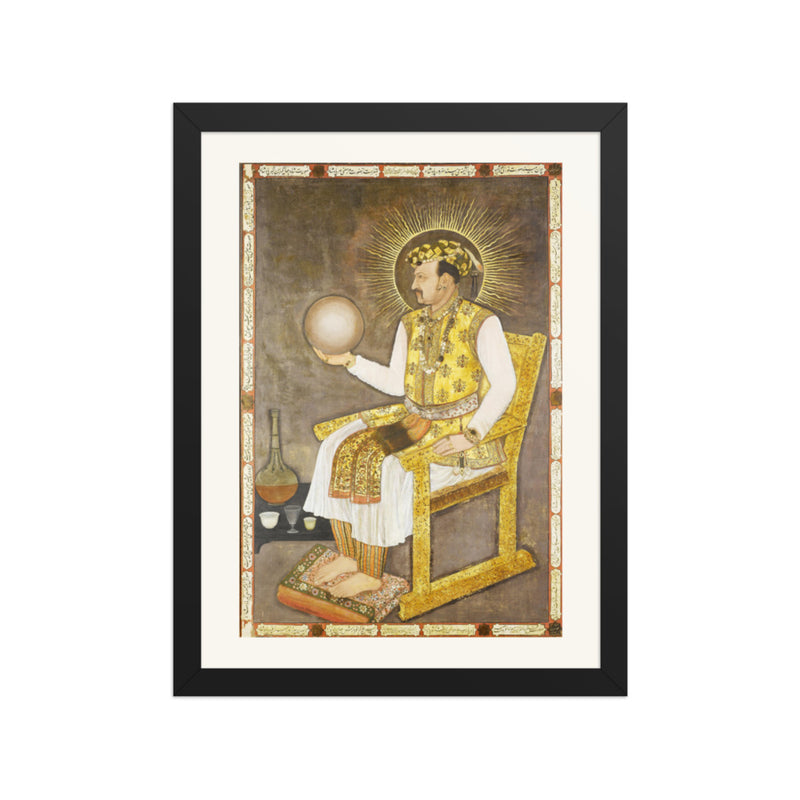 Portrait of Emperor Jahangir Holding the Globe | Restored Mughal Wall Art