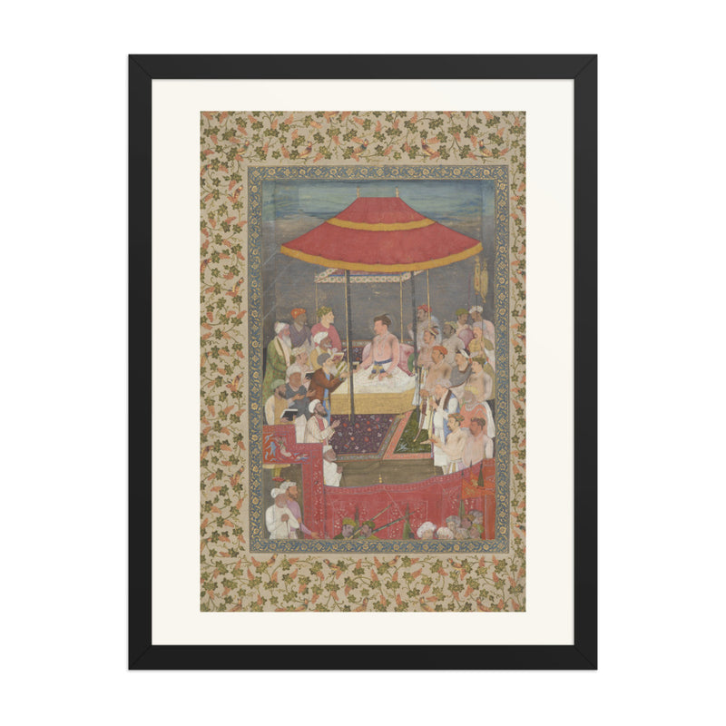 Jahangir Giving Books to Shaykhs | Restored Mughal Wall Art