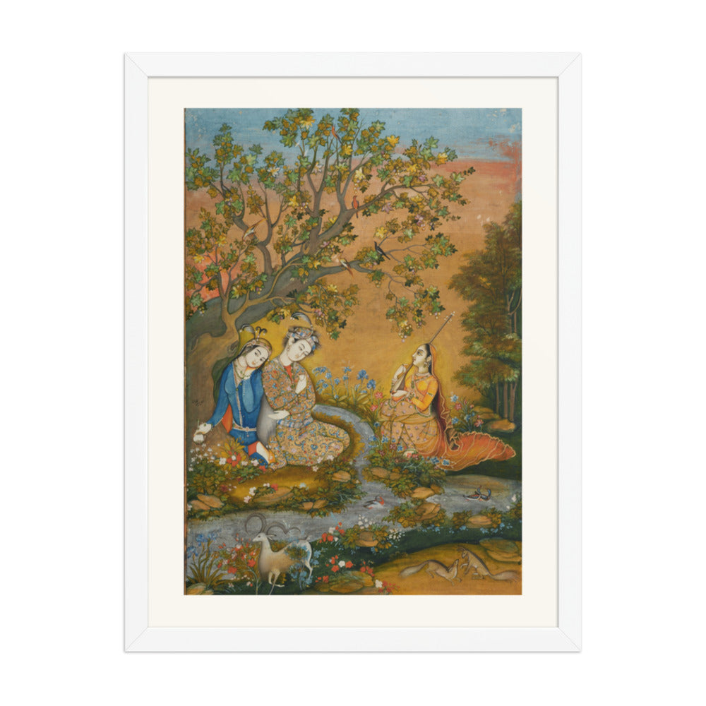 Lovers in a Landscape — Mughal Album Folio | Restored Mughal Wall Art — view 6