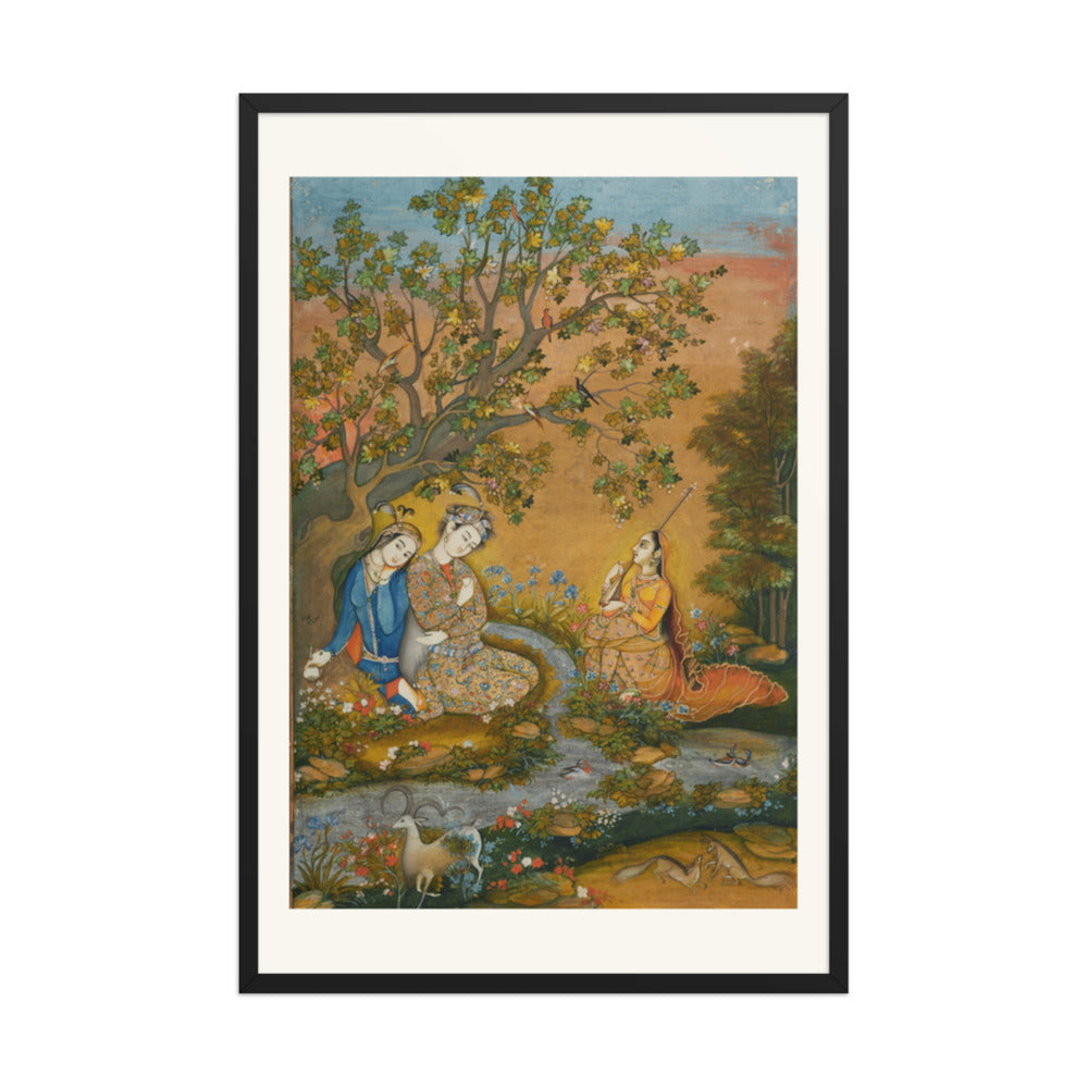 Lovers in a Landscape — Mughal Album Folio | Restored Mughal Wall Art — view 7