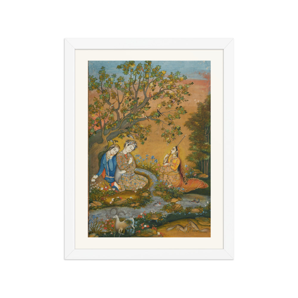 Lovers in a Landscape — Mughal Album Folio | Restored Mughal Wall Art — view 6
