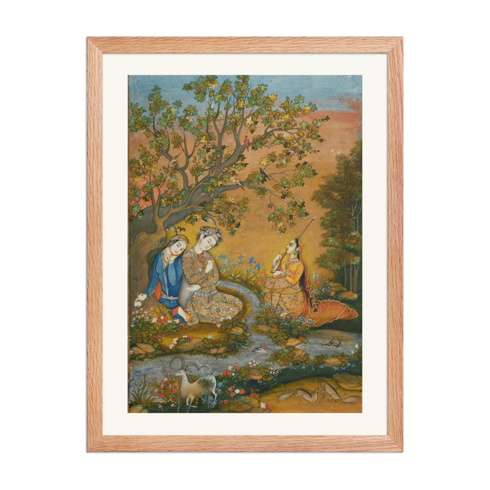 Lovers in a Landscape — Mughal Album Folio | Restored Mughal Wall Art — view 3