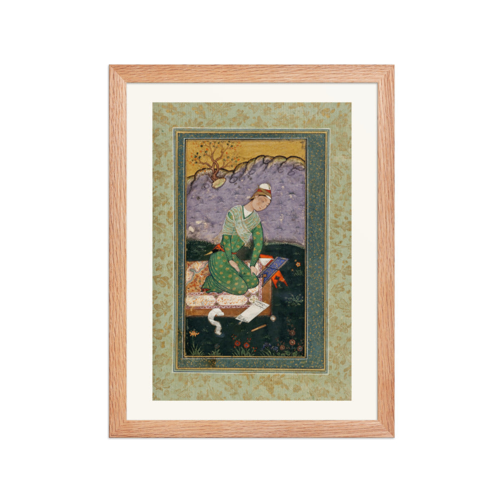 Enthroned Youth in a Garden — Restored Mughal Wall Art — view 4