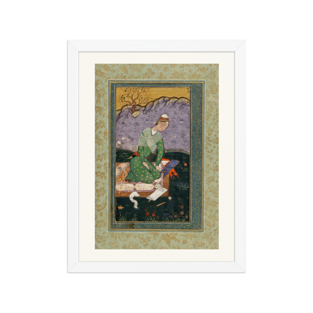 Enthroned Youth in a Garden — Restored Mughal Wall Art — view 6