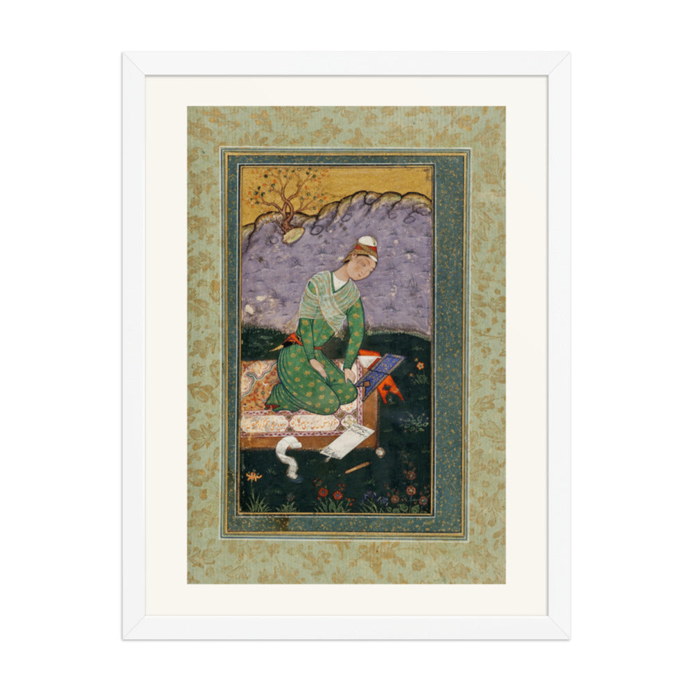 Enthroned Youth in a Garden — Restored Mughal Wall Art — view 5