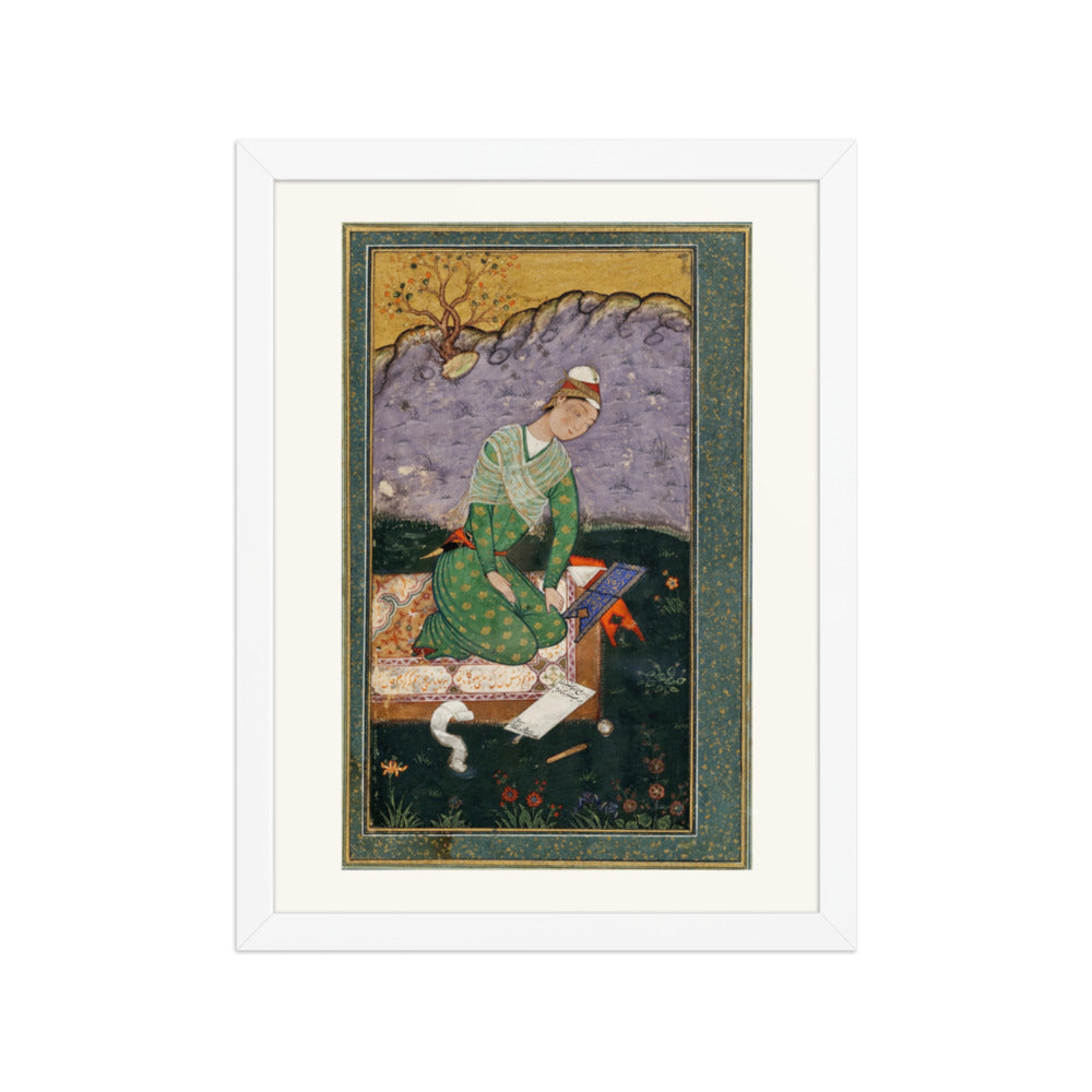 Enthroned Youth in a Garden — Restored Mughal Wall Art — view 3