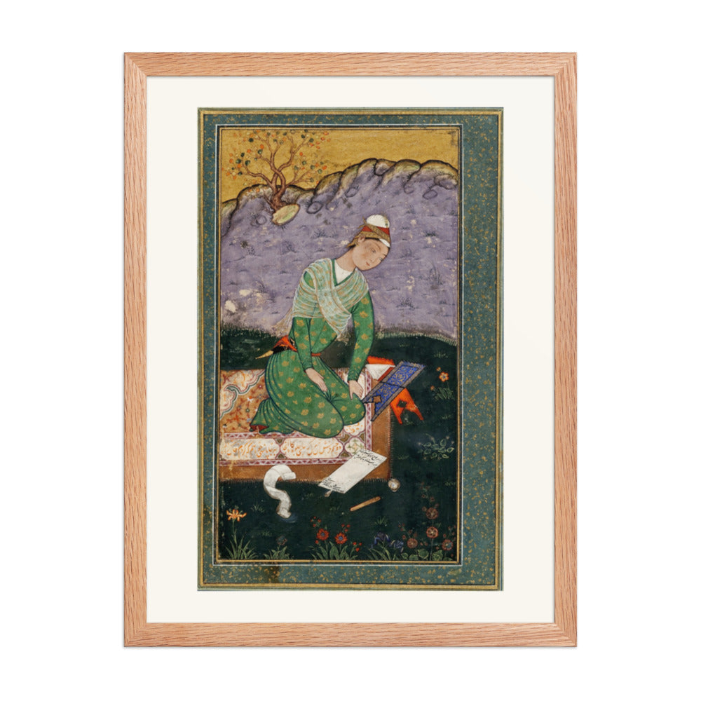 Enthroned Youth in a Garden — Restored Mughal Wall Art — view 5