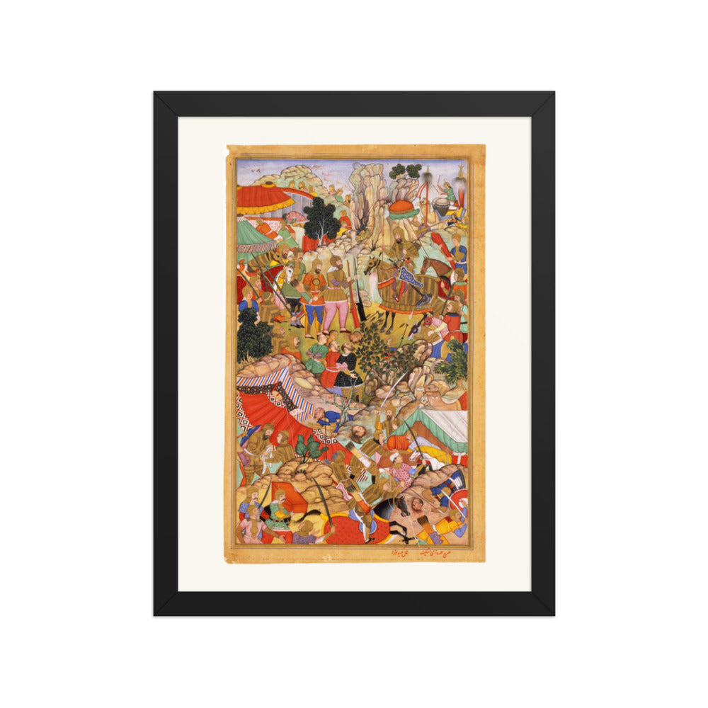 Battle from the Jami al-Tavarikh by Miskin | Restored Mughal Wall Art — view 2
