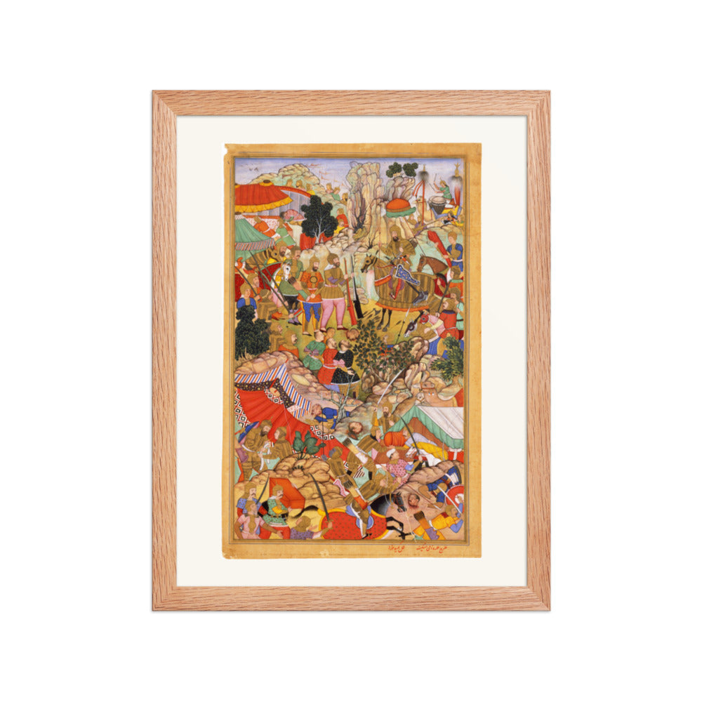 Battle from the Jami al-Tavarikh by Miskin | Restored Mughal Wall Art — view 4