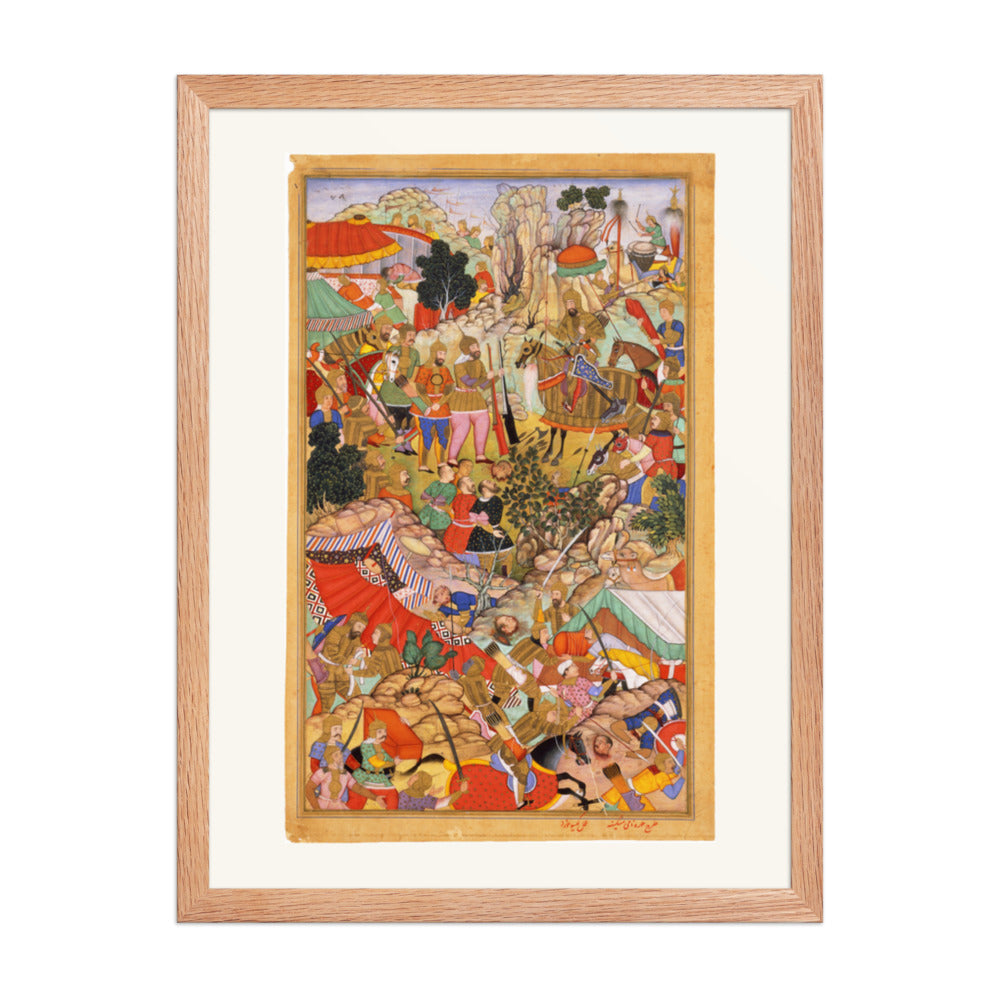 Battle from the Jami al-Tavarikh by Miskin | Restored Mughal Wall Art — view 3
