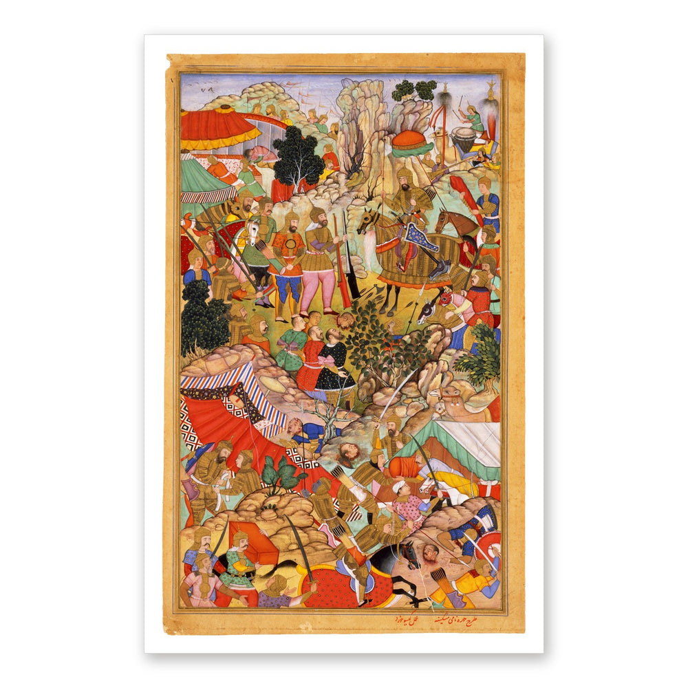 Battle from the Jami al-Tavarikh by Miskin | Restored Mughal Wall Art — view 7
