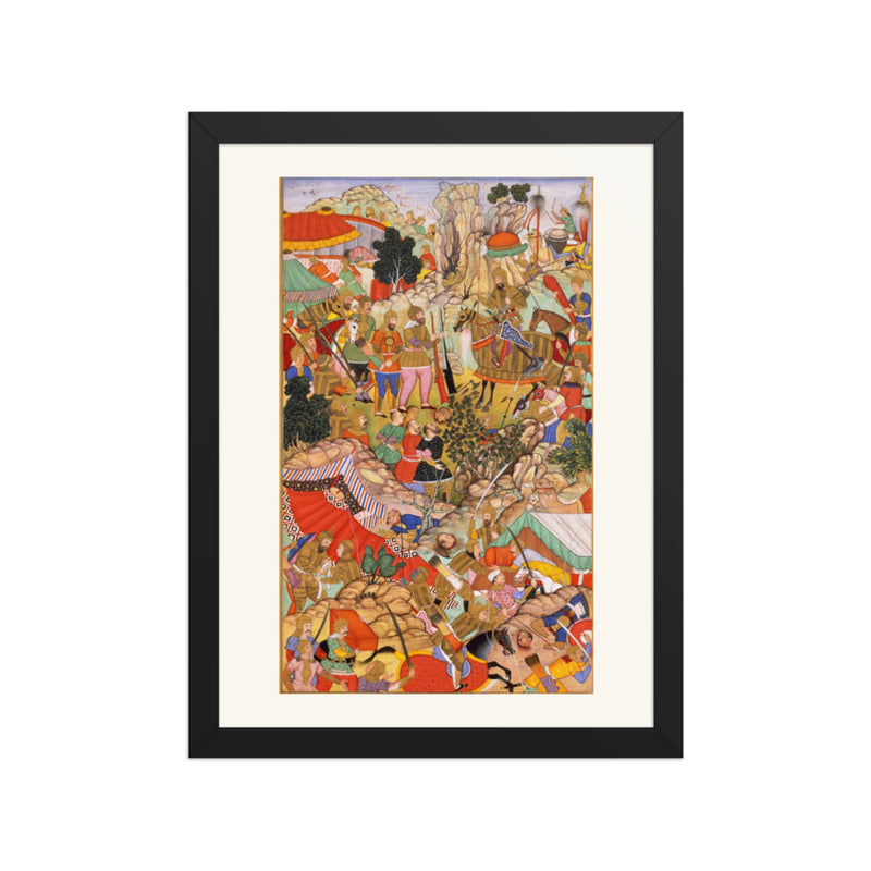 Battle from the Jami al-Tavarikh by Miskin | Restored Mughal Wall Art