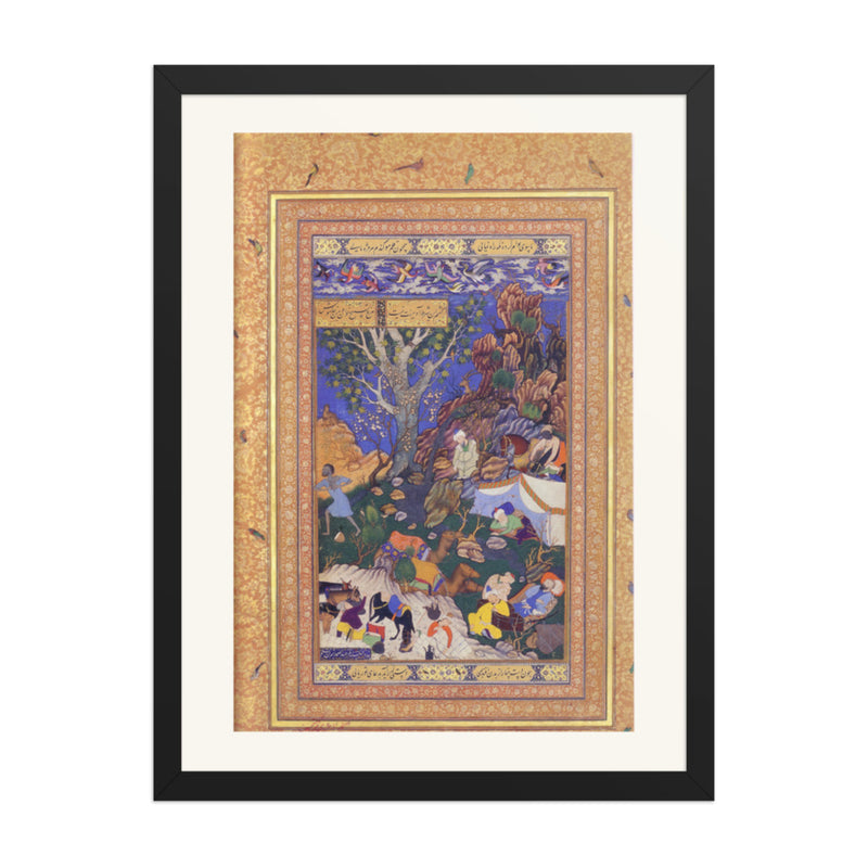 Night Gathering — Mughal Gulshan Album Folio | Restored Mughal Wall Art