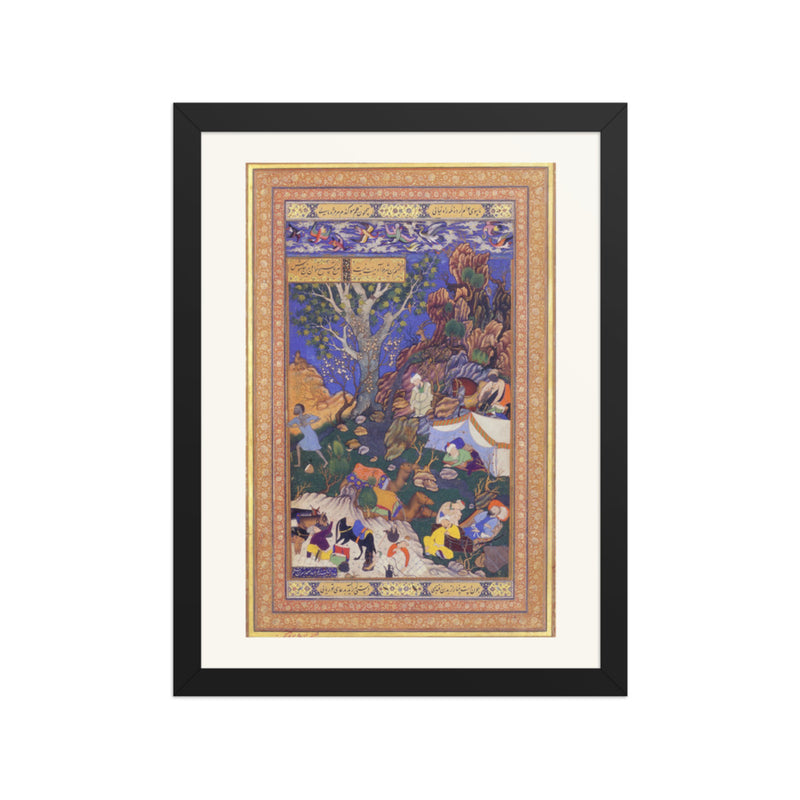 Night Gathering — Mughal Gulshan Album Folio | Restored Mughal Wall Art