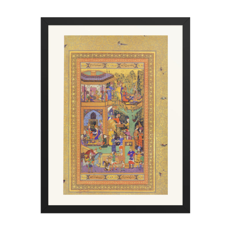 Gathering of Figures — Mughal Gulshan Album Folio | Restored Mughal Wall Art