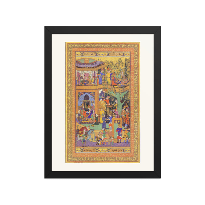 Gathering of Figures — Mughal Gulshan Album Folio | Restored Mughal Wall Art