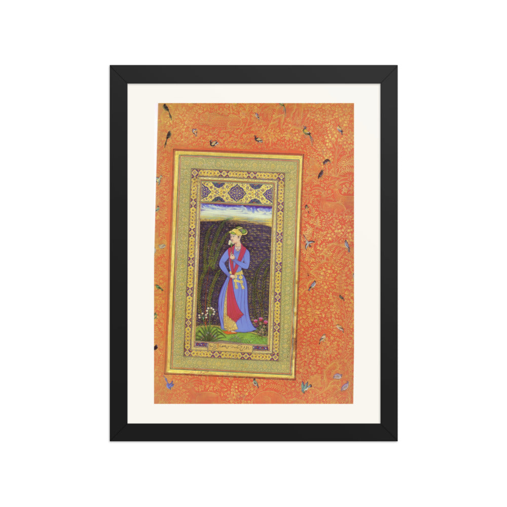 Standing Lady in a Garden — Mughal Gulshan Album Folio | Restored Mughal Wall Art — view 2