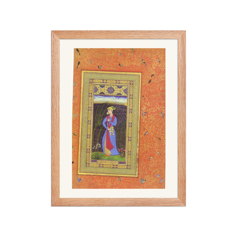 Standing Lady in a Garden — Mughal Gulshan Album Folio | Restored Mughal Wall Art — view 4