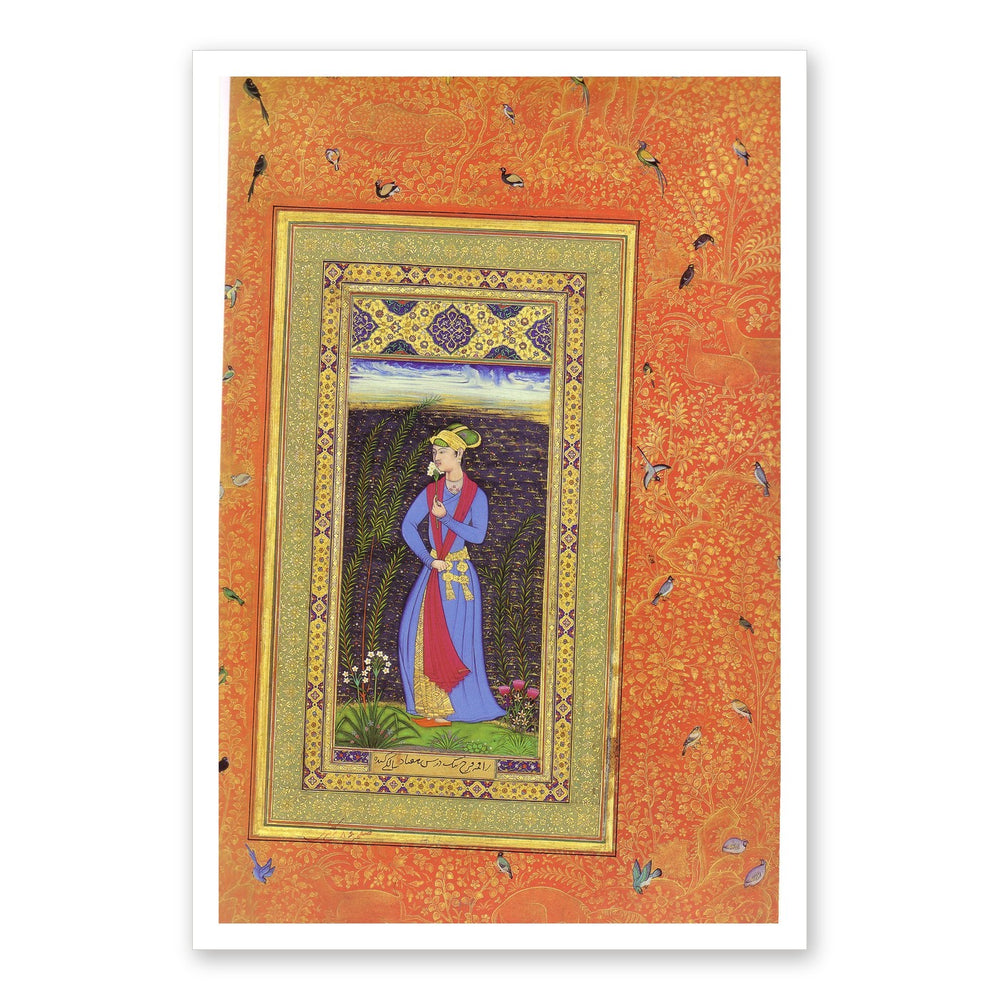 Standing Lady in a Garden — Mughal Gulshan Album Folio | Restored Mughal Wall Art — view 7