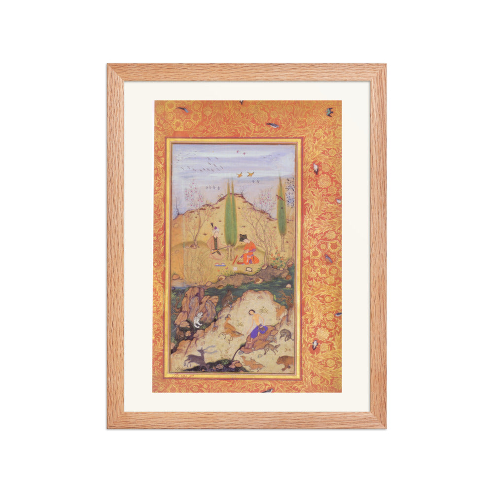 Companions in a Spring Landscape — Restored Mughal Wall Art — view 4