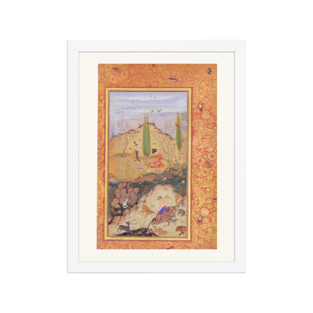 Companions in a Spring Landscape — Restored Mughal Wall Art — view 6