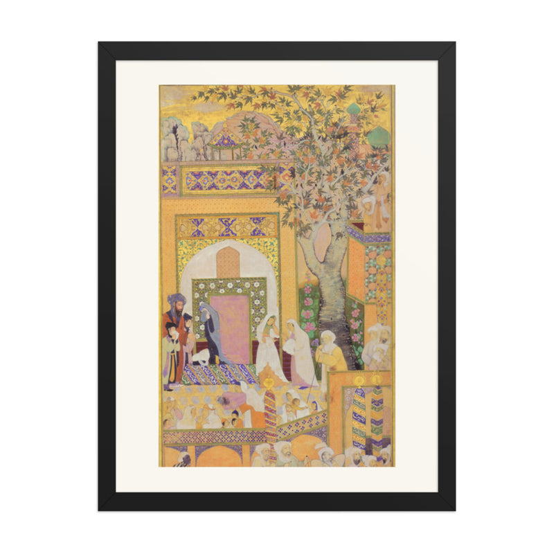 Palace Garden with a Flowering Tree — Restored Mughal Wall Art
