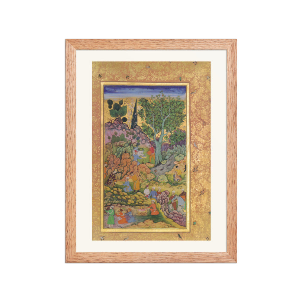 Garden Gathering by a Stream — Mughal Gulshan Album Folio | Restored Mughal Wall Art — view 4