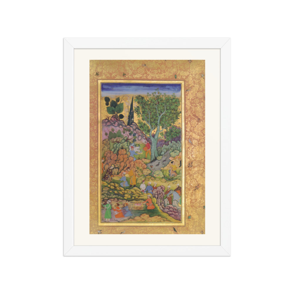 Garden Gathering by a Stream — Mughal Gulshan Album Folio | Restored Mughal Wall Art — view 6