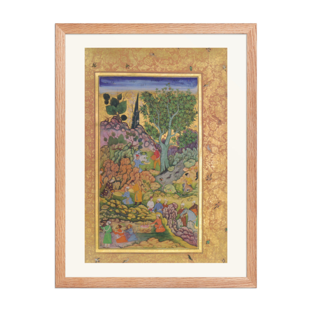 Garden Gathering by a Stream — Mughal Gulshan Album Folio | Restored Mughal Wall Art — view 3