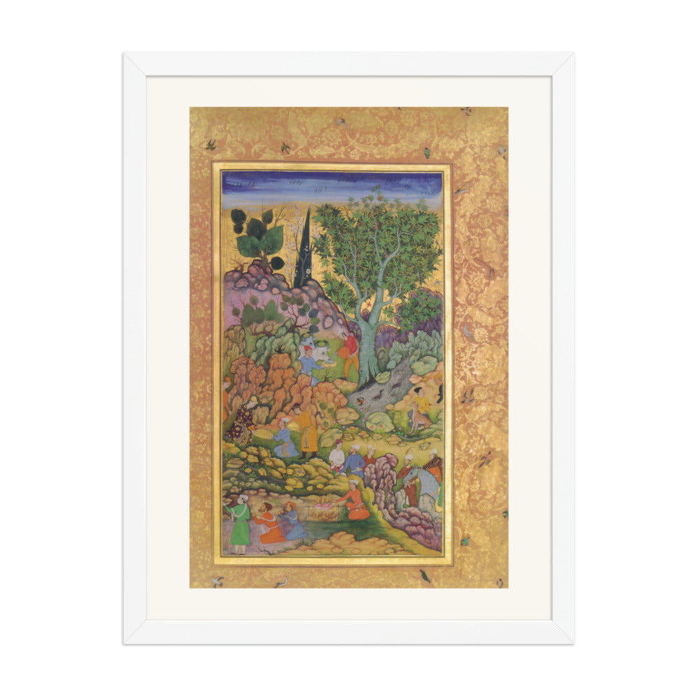 Garden Gathering by a Stream — Mughal Gulshan Album Folio | Restored Mughal Wall Art — view 5
