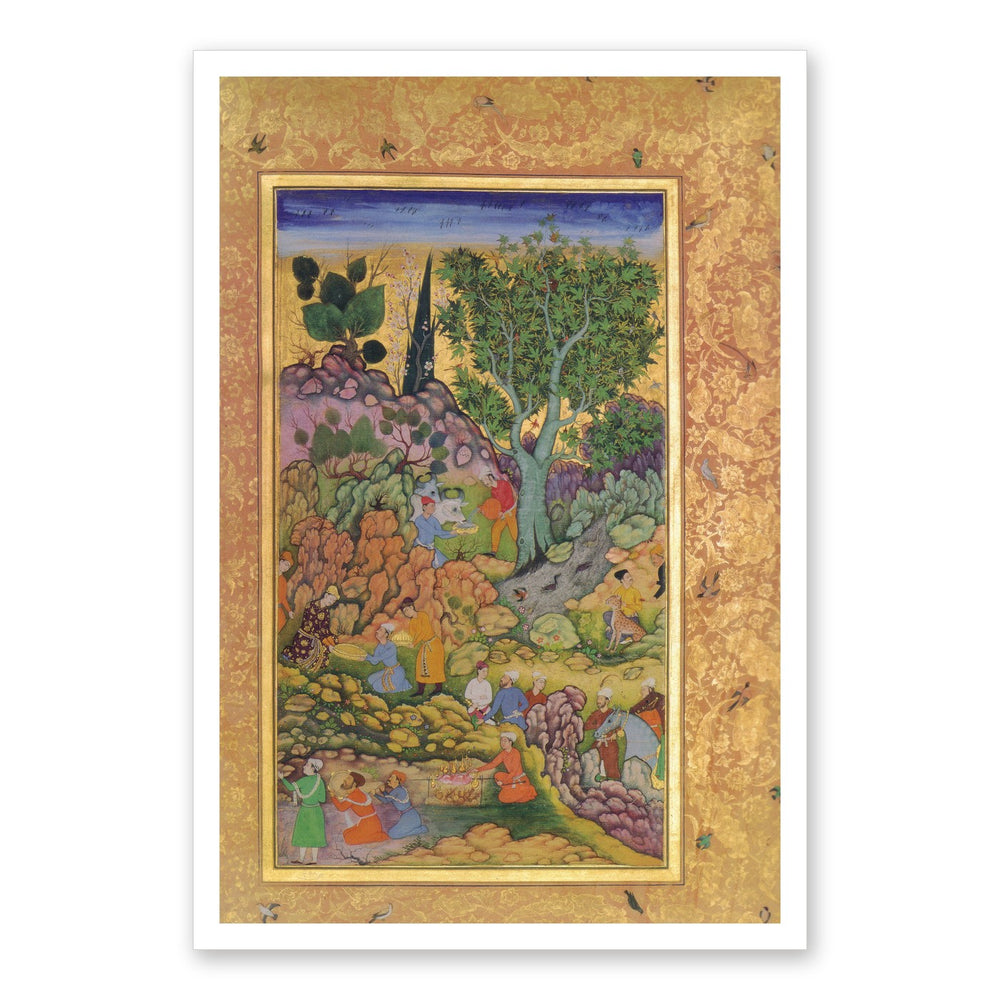 Garden Gathering by a Stream — Mughal Gulshan Album Folio | Restored Mughal Wall Art — view 7