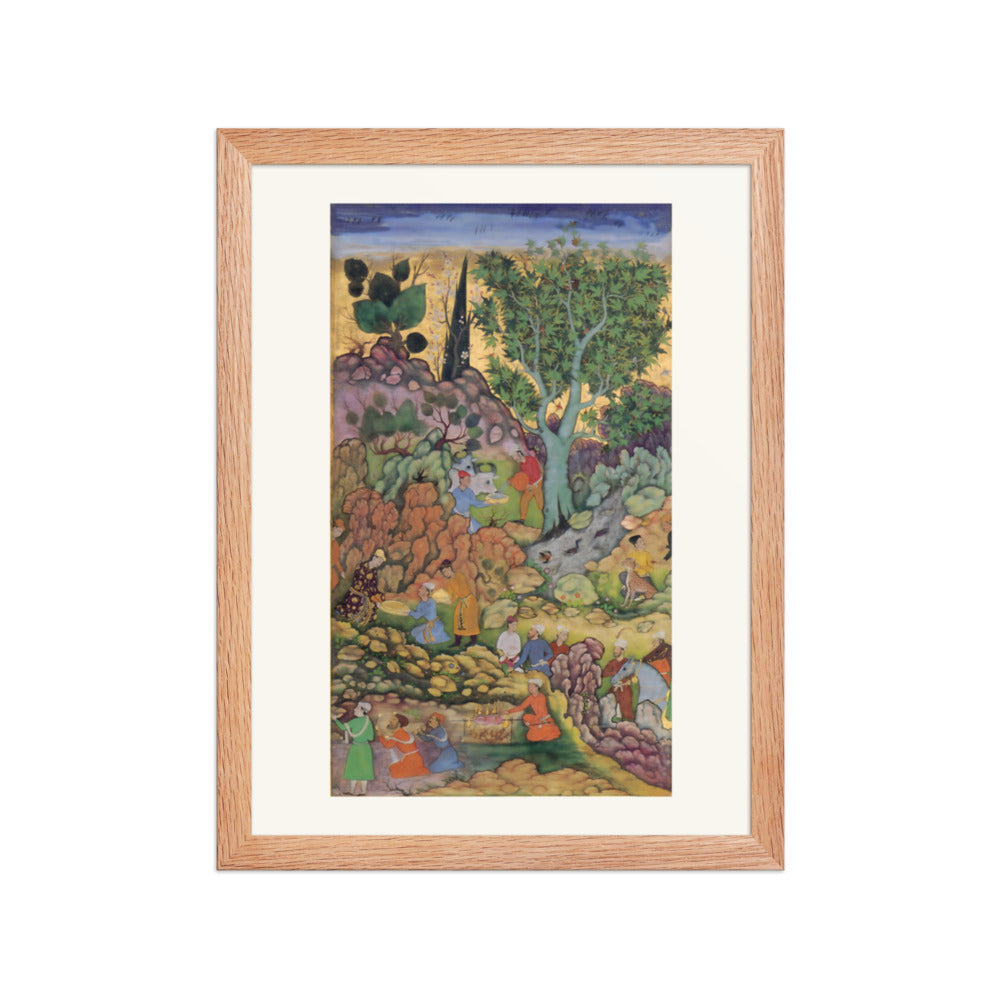 Garden Gathering by a Stream — Mughal Gulshan Album Folio | Restored Mughal Wall Art — view 2