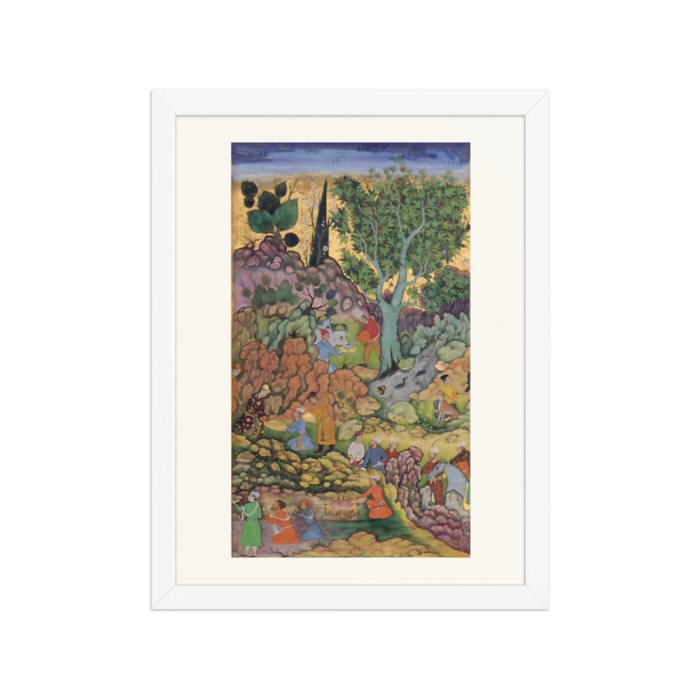 Garden Gathering by a Stream — Mughal Gulshan Album Folio | Restored Mughal Wall Art — view 3