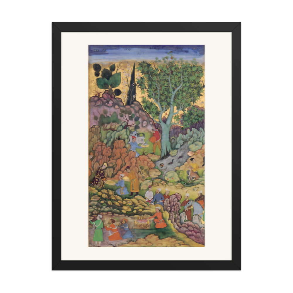 Garden Gathering by a Stream — Mughal Gulshan Album Folio | Restored Mughal Wall Art — view 4