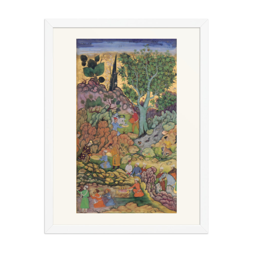 Garden Gathering by a Stream — Mughal Gulshan Album Folio | Restored Mughal Wall Art — view 6