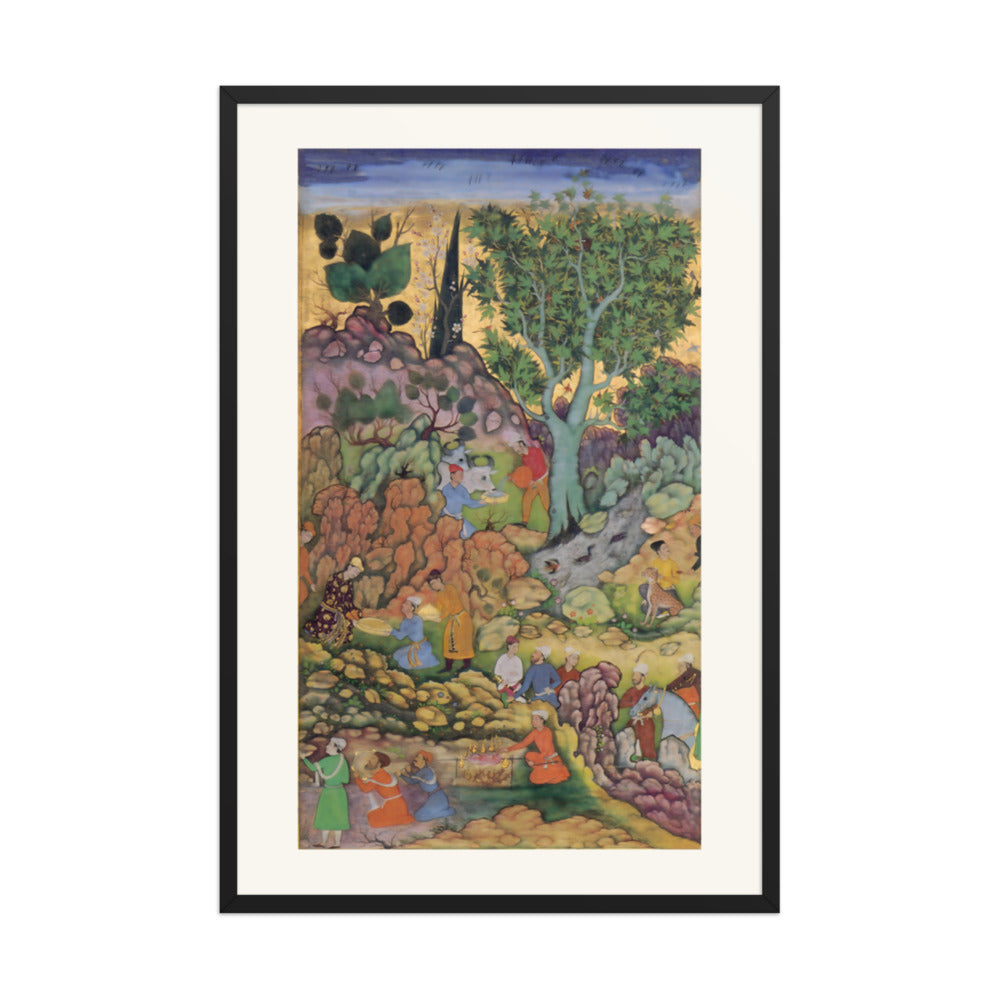 Garden Gathering by a Stream — Mughal Gulshan Album Folio | Restored Mughal Wall Art — view 7