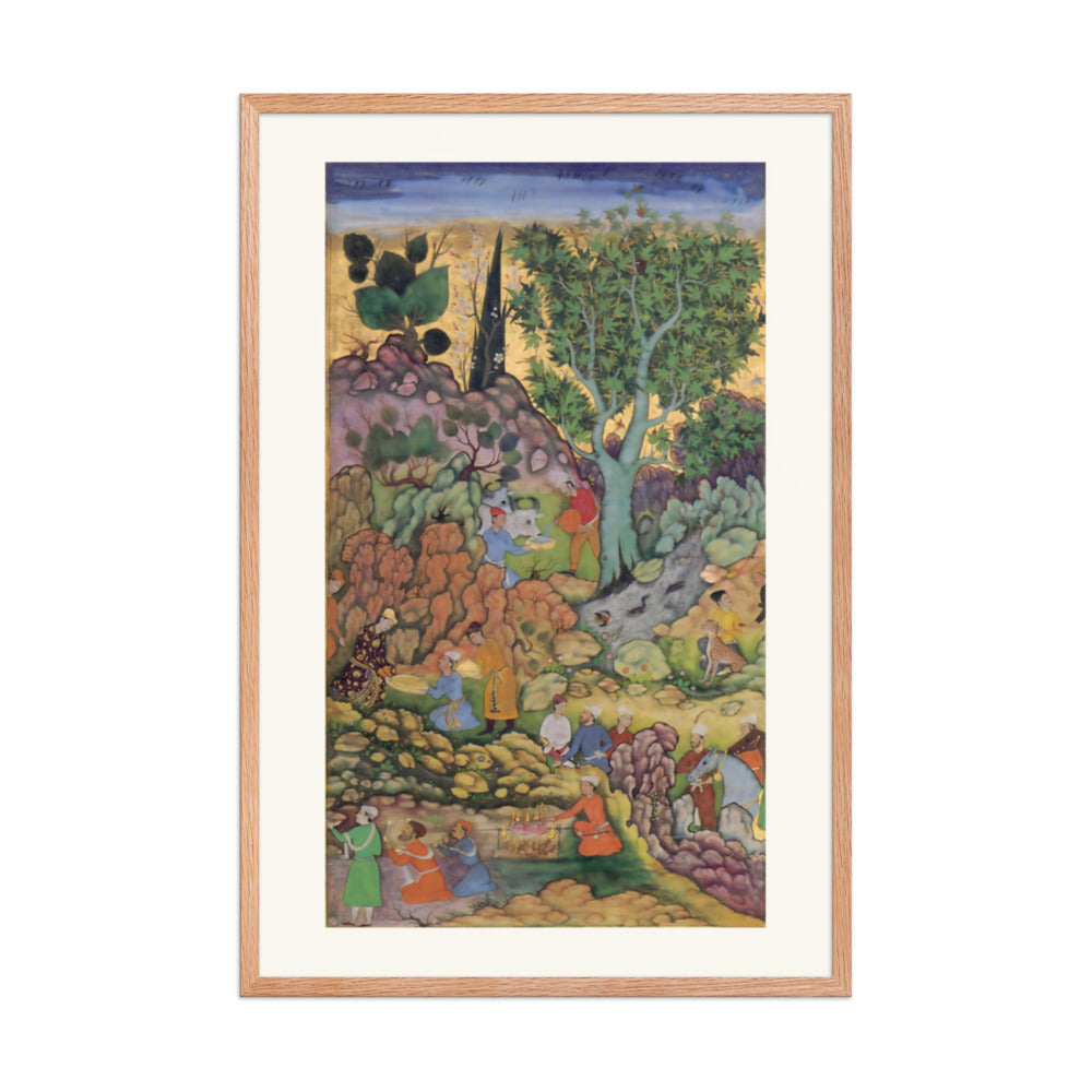 Garden Gathering by a Stream — Mughal Gulshan Album Folio | Restored Mughal Wall Art — view 8