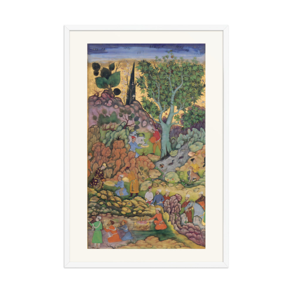 Garden Gathering by a Stream — Mughal Gulshan Album Folio | Restored Mughal Wall Art — view 9