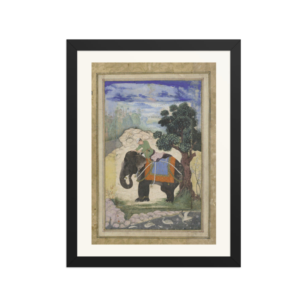 Elephant and Mahout | Restored Mughal Wall Art — view 2