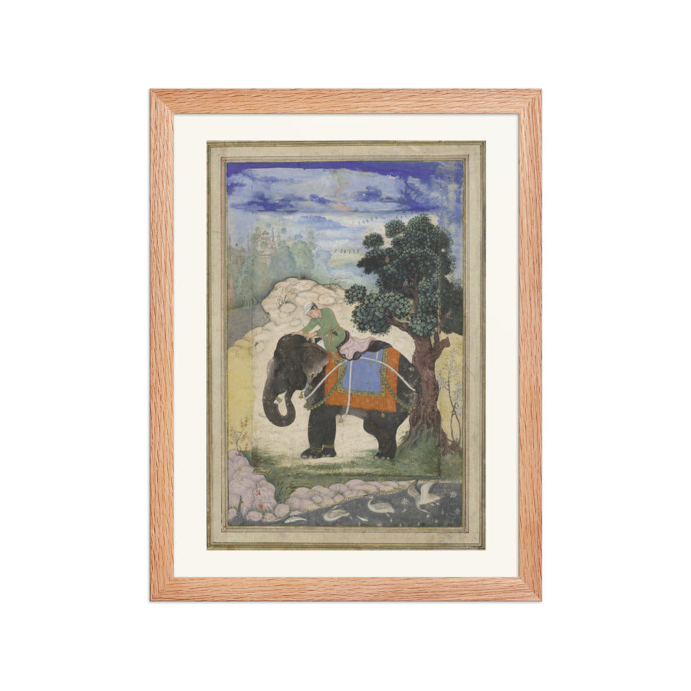 Elephant and Mahout | Restored Mughal Wall Art — view 2