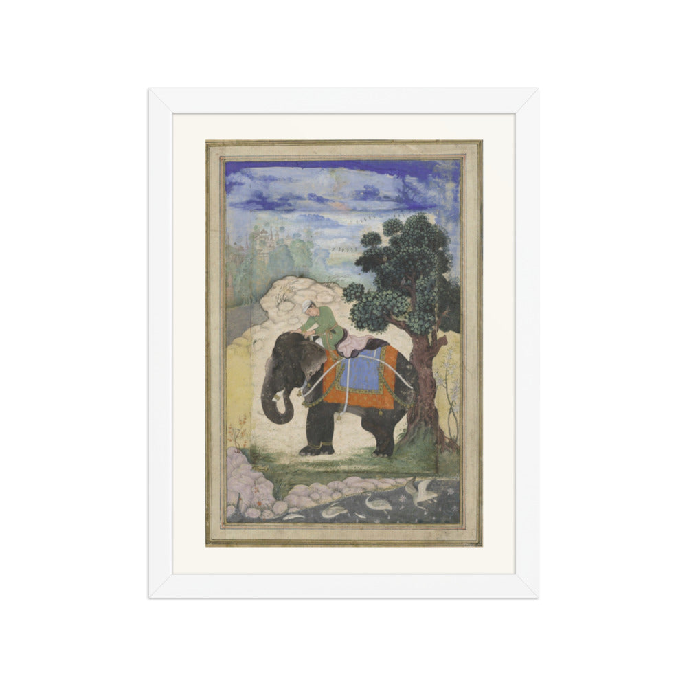 Elephant and Mahout | Restored Mughal Wall Art — view 3