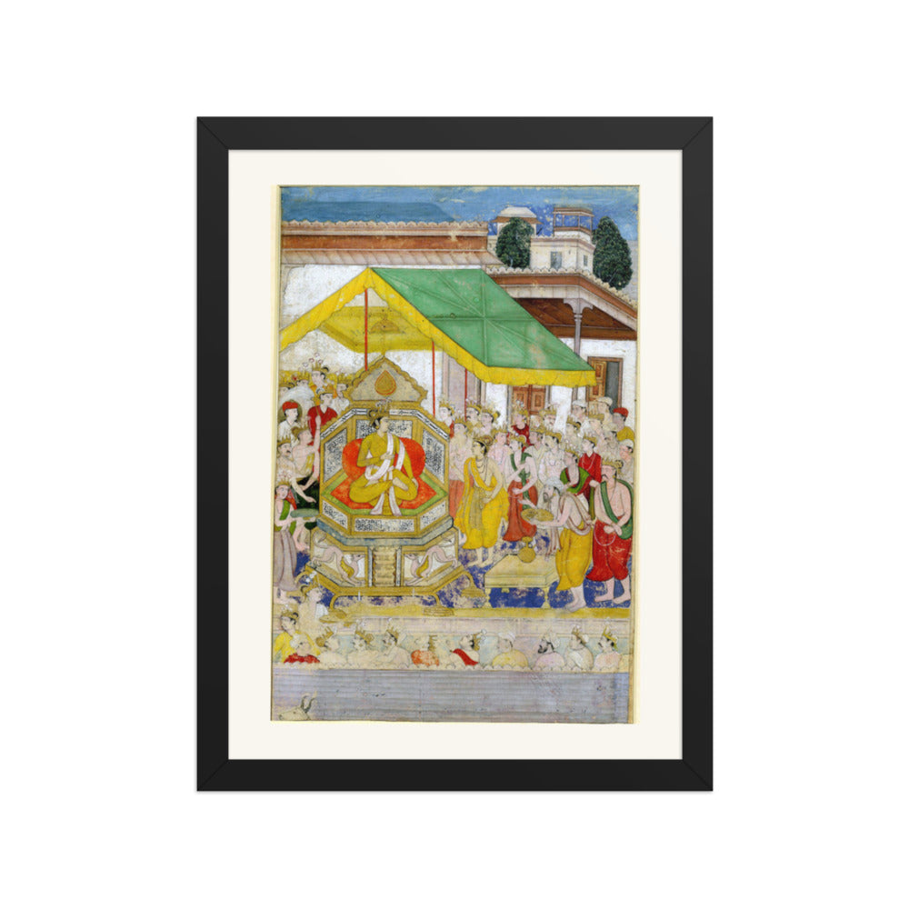 A Hindu Ruler Enthroned — Razmnama Folio | Restored Mughal Wall Art — view 2