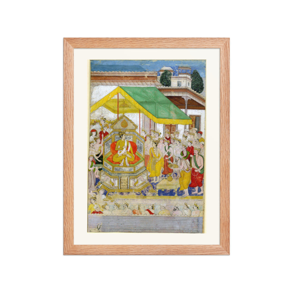 A Hindu Ruler Enthroned — Razmnama Folio | Restored Mughal Wall Art — view 4