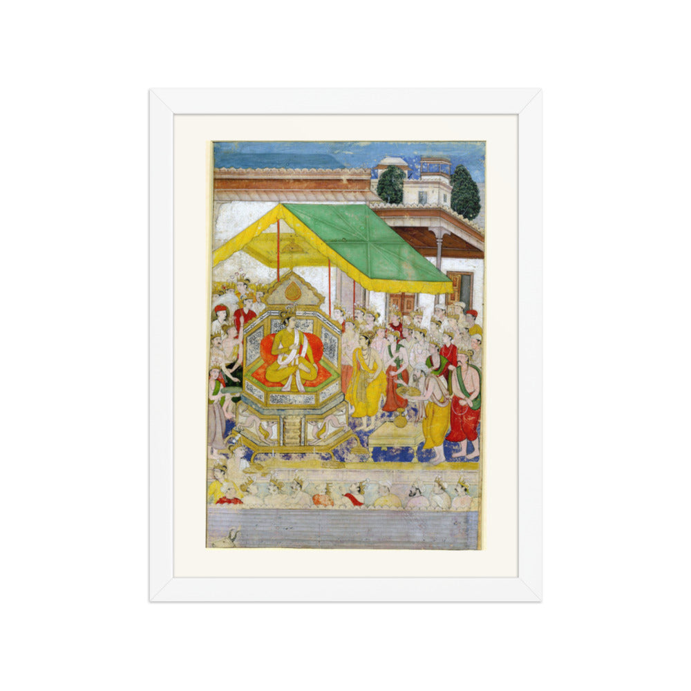 A Hindu Ruler Enthroned — Razmnama Folio | Restored Mughal Wall Art — view 6