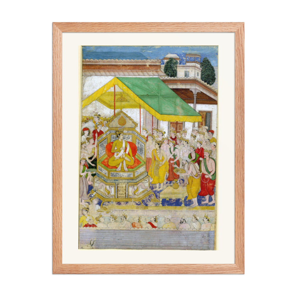 A Hindu Ruler Enthroned — Razmnama Folio | Restored Mughal Wall Art — view 3
