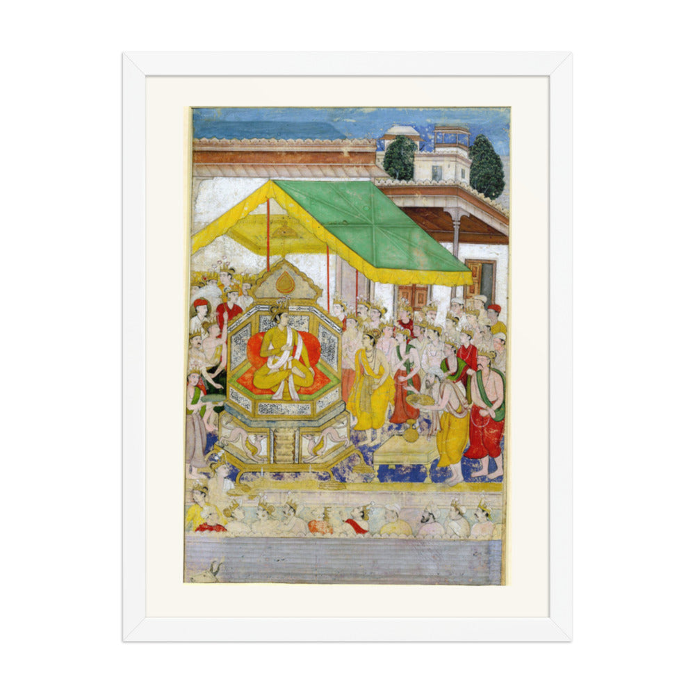 A Hindu Ruler Enthroned — Razmnama Folio | Restored Mughal Wall Art — view 5