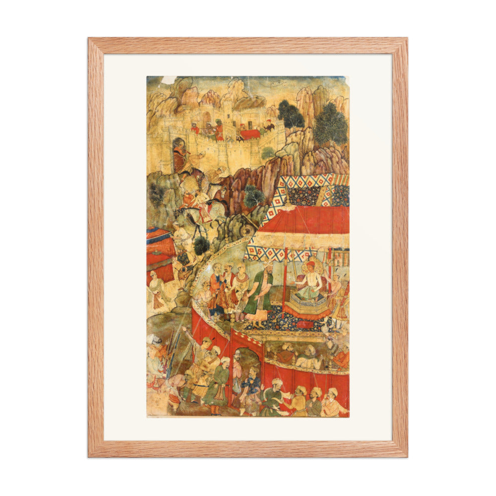 Royal Camp Before a Fortress — Restored Mughal Wall Art — view 3