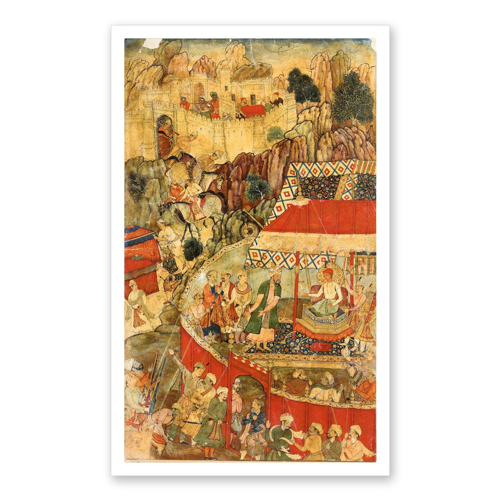 Royal Camp Before a Fortress — Restored Mughal Wall Art — view 7
